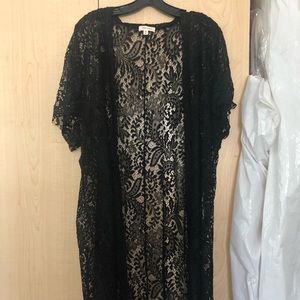 Black Longline crochet cardigan